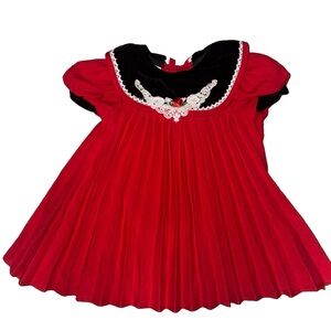 Vintage Rose Cottage Girls Size 12 Months Red Fancy Holiday Dress